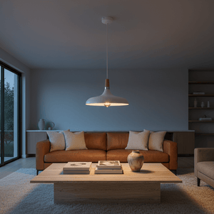 White Metal & Wood Pendant - additional product image
