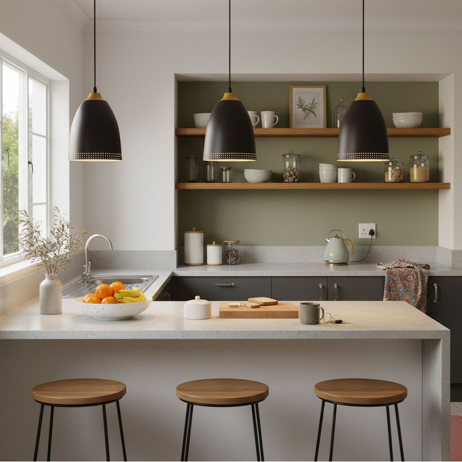 Metal Pendant with Wood Finish PEN609