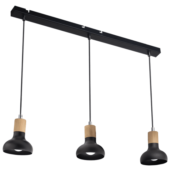 3 Light Black Pendant with Adjustable Cords