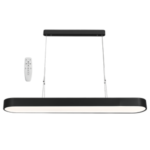 Black 44W 3CCT LED pendant with remote control, 1200mm long