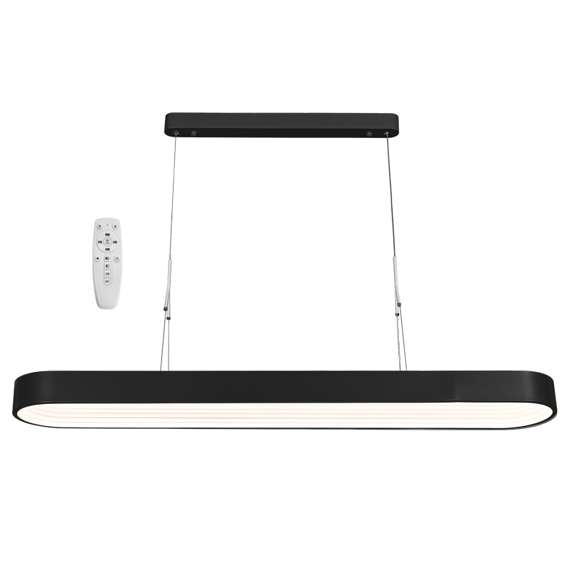 Black 44W 3CCT LED pendant with remote control, 1200mm long