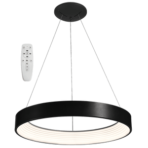 Black 32W 3CCT LED pendant with remote control, 600mm wide