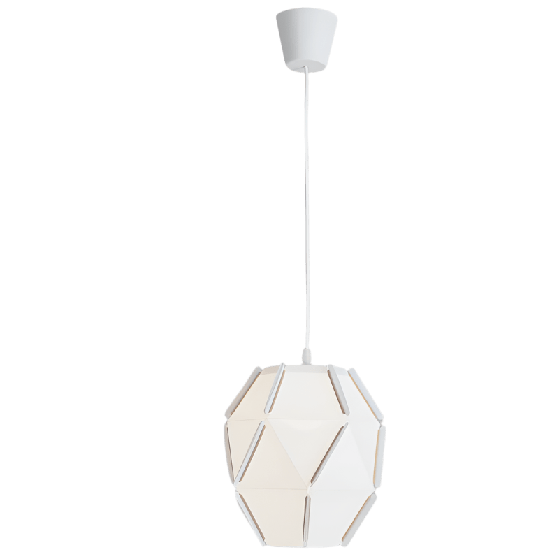 Geometric pendant light on a gray background