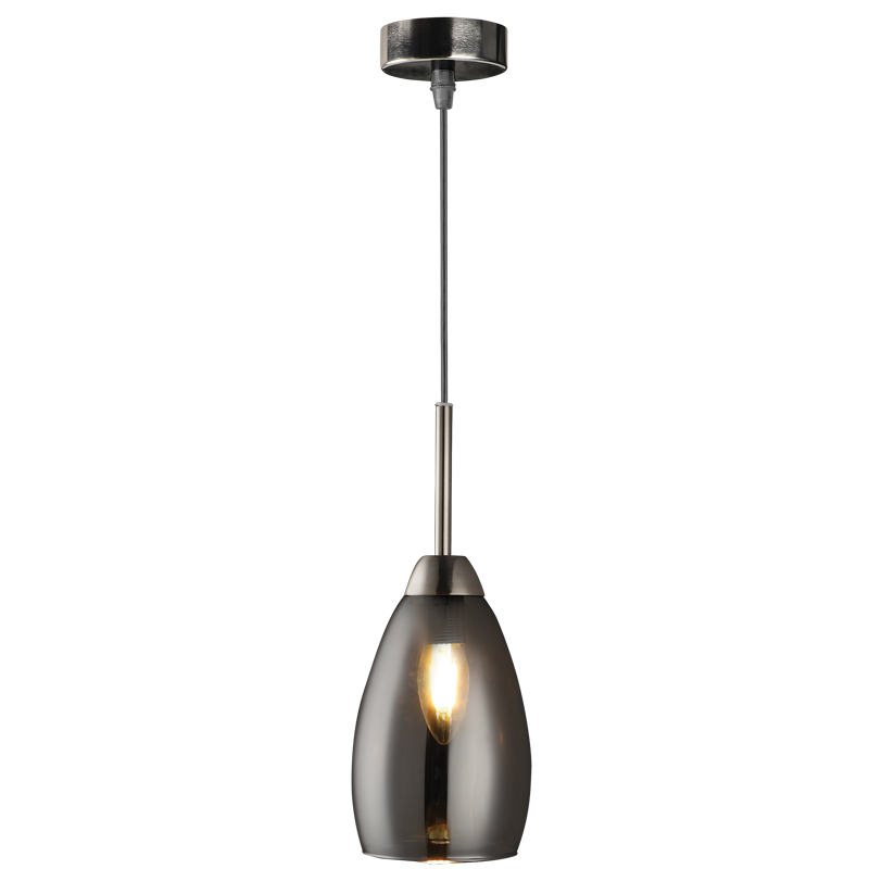 1 Light Gun Metal & Smoke Glass Pendant - Future Light - LED Lights South Africa