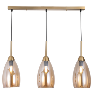 3 Light Gold & Amber Glass Pendant - Future Light - LED Lights South Africa