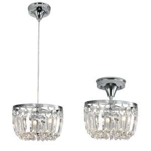 Chrome & Crystal 2 in 1 Pendant or Ceiling Light
