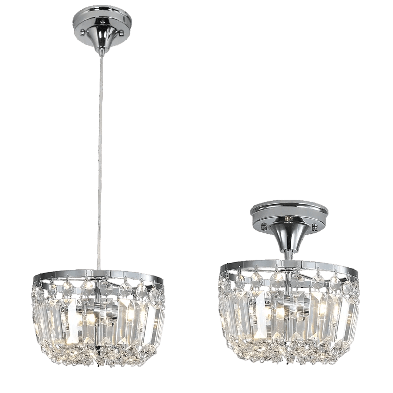 Chrome & Crystal 2 in 1 Pendant or Ceiling Light