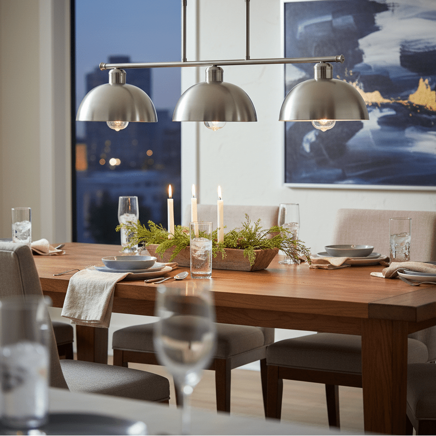 Nyala 3 Light Satin Chrome Pendant Light