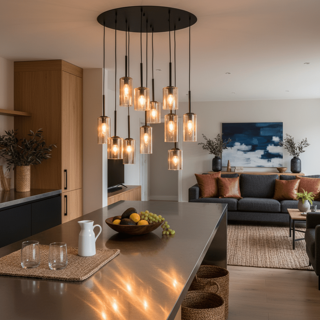 Akroyd 11 Light Amber Glass Pendant