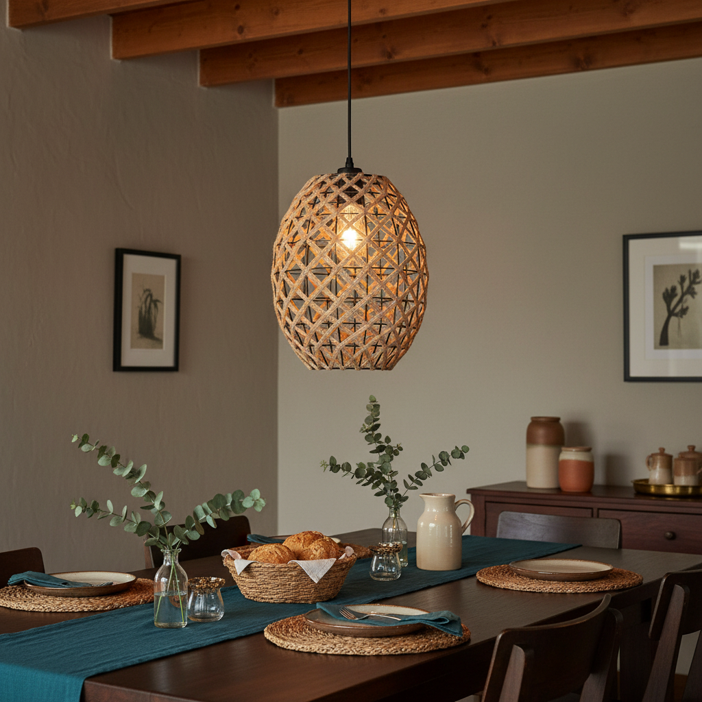Metal & Rope Pendant Light