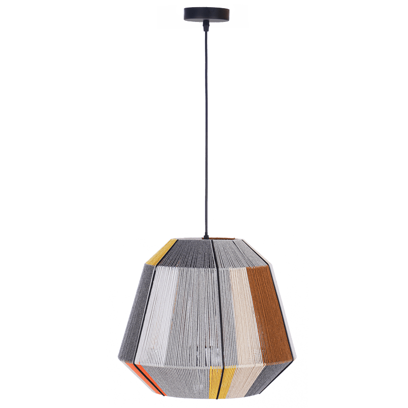 Iron and Cotton String Pendant - Multicolour Design