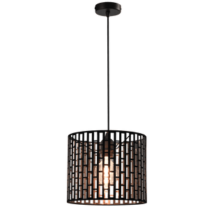 Black and gold pendant light with cage design
