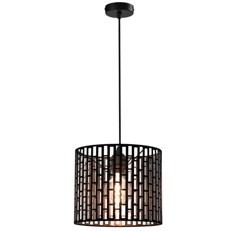 Black and gold pendant light with cage design