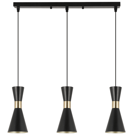Carrington 3 Light Black & Gold Pendant Light