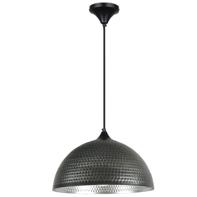 Silver Aqua Hammered Metal Pendant Light