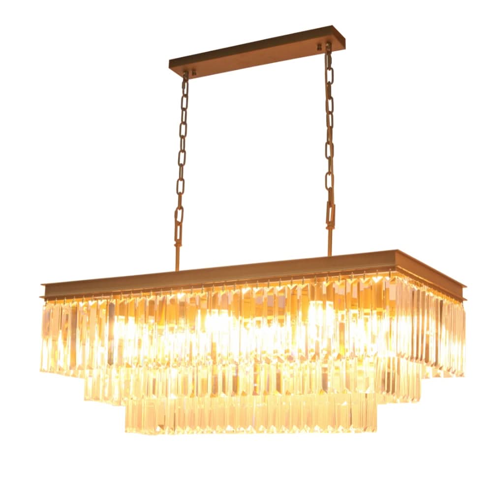 Angela Rectangular Gold Crustal Chandelier