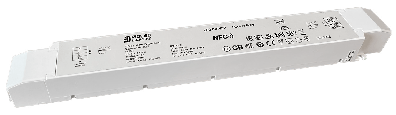 LED Power Supply - 24Vdc 150W Dimmable - Surge Protected Slim Design