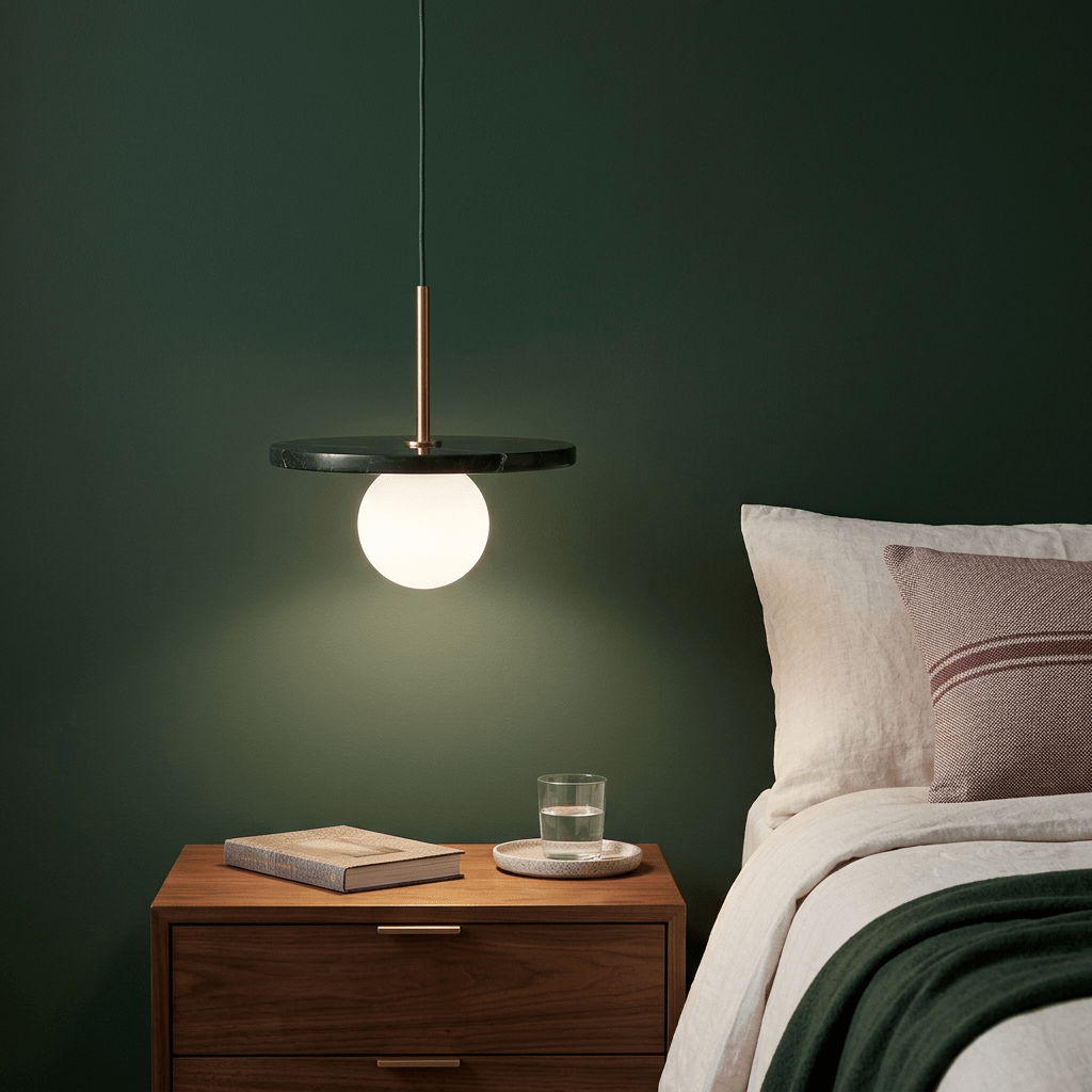 Pascal Black Marble & Brass Pendant Light