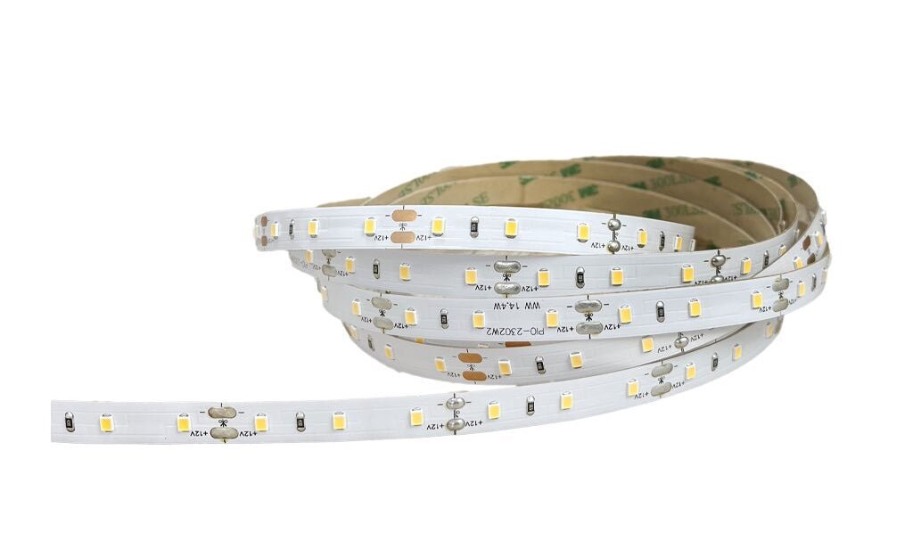 Roll of LED strip light on a white background