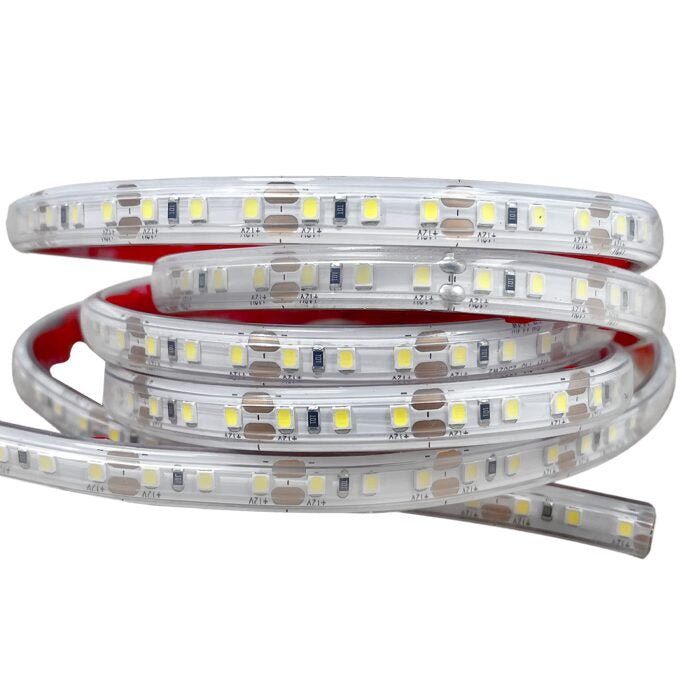 Roll of LED strip light on a white background