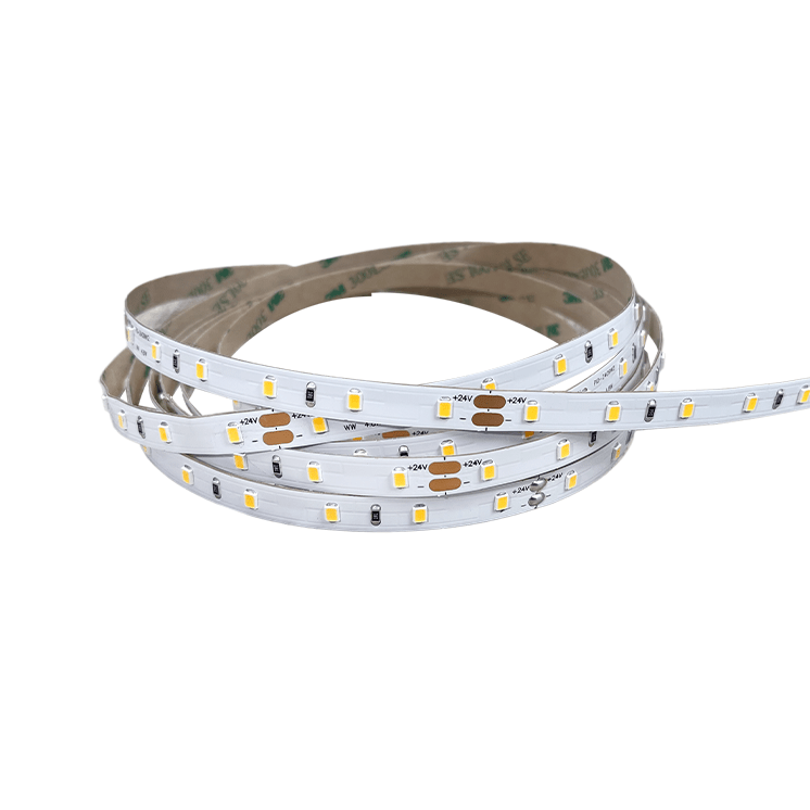 Roll of LED strip light on a white background