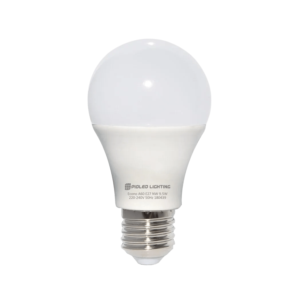 A white A60 LED bulb with a rounded top and a silver B22 base, displayed against a black background.