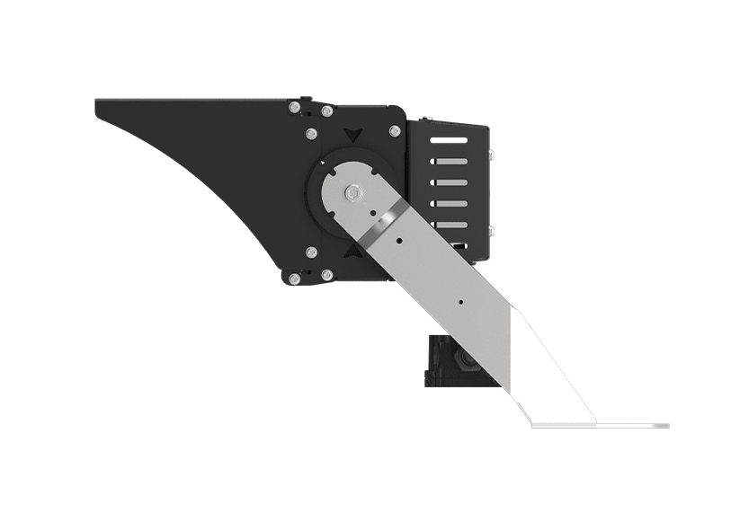 Side view of the Storm 300W Coastal Modular LED Floodlight showcasing its adjustable mounting bracket and robust design.