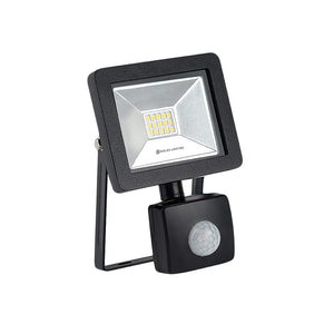 Black flood light with sensor on a white background