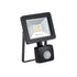 Black flood light with sensor on a white background