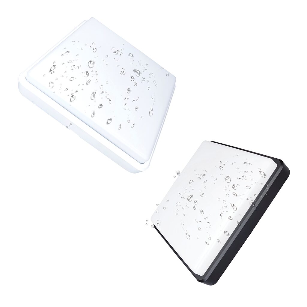 Black and White Square Hero Bulkhead IP65 - 12W/18W/24W, 3CCT