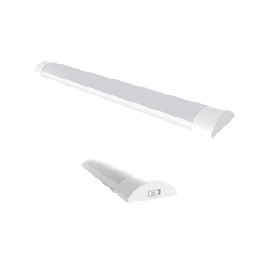 Mamba Slim CCT LED Linear Batten in white, showcasing a sleek design with a switch for color temperature adjustment.