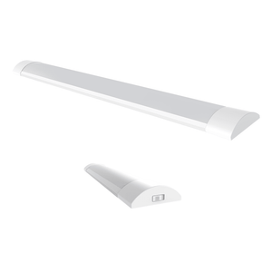 Mamba Slim CCT LED Linear Batten in white aluminum, showcasing a sleek design with a switch for color temperature adjustment.