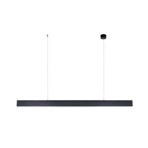 Modern black pendant light on a white background
