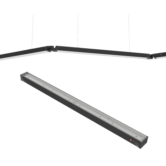 Soniq Seamless Linkable 3CCT Linear Light in black, showcasing linkable design and sleek profile.