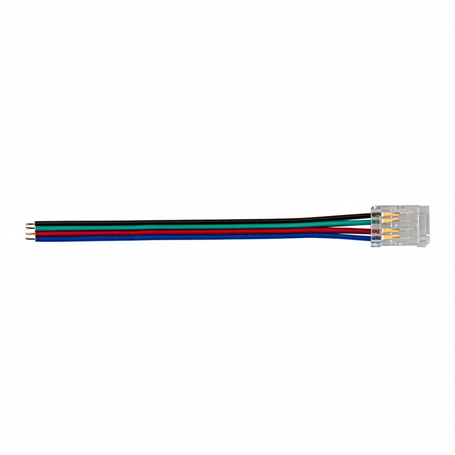 Wire connectors with colored wires on a white background