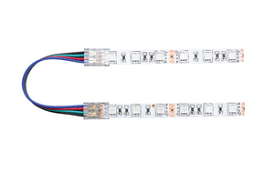LED strip light with connectors on a white background