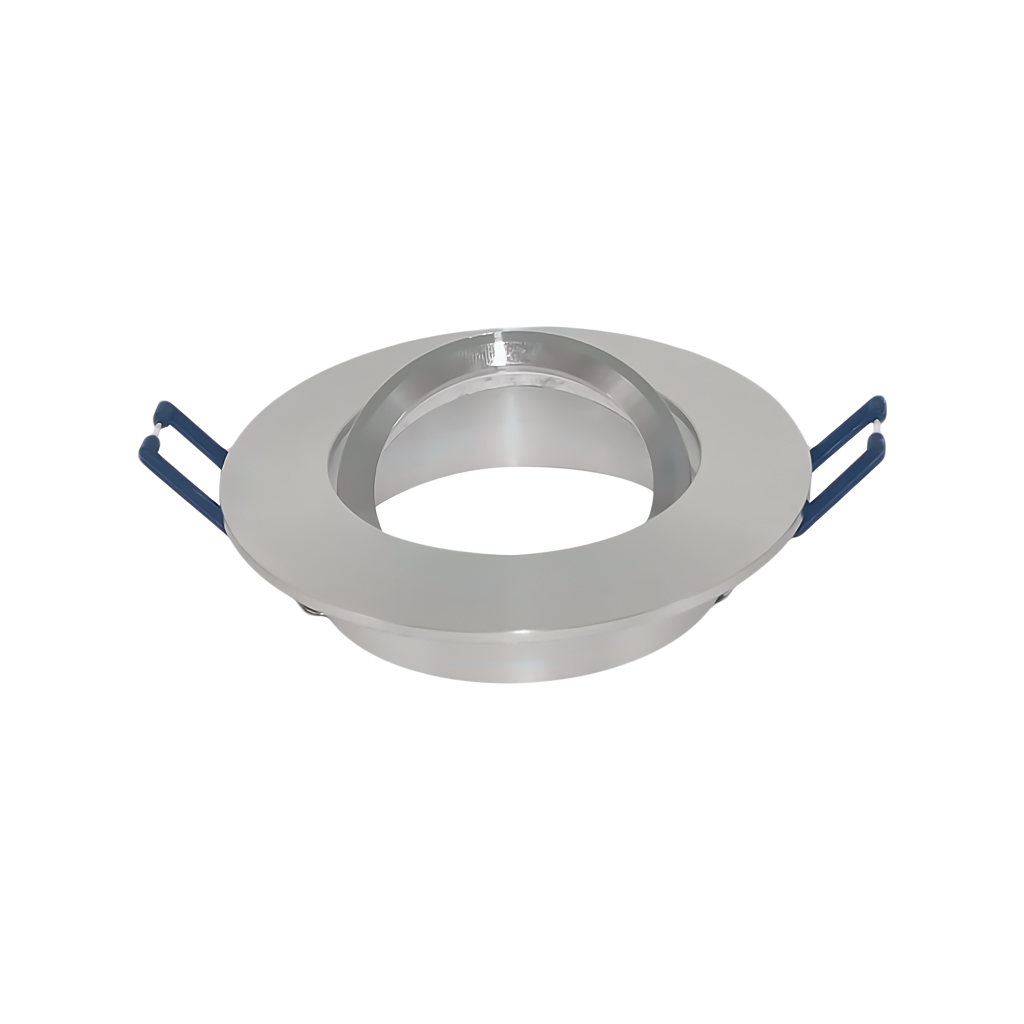 Silver Round Bevelled Tilt GU10 Downlight Fixture