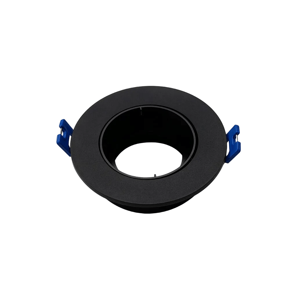 White recessed downlight with a circular faceted reflector