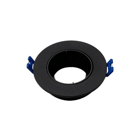White recessed downlight with a circular faceted reflector