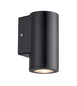 Black outdoor wall light fixture on a white background