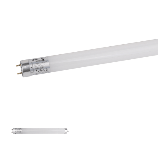 10W 2ft T8 Combat LED Glass Tube with silver end caps and clear glass housing.