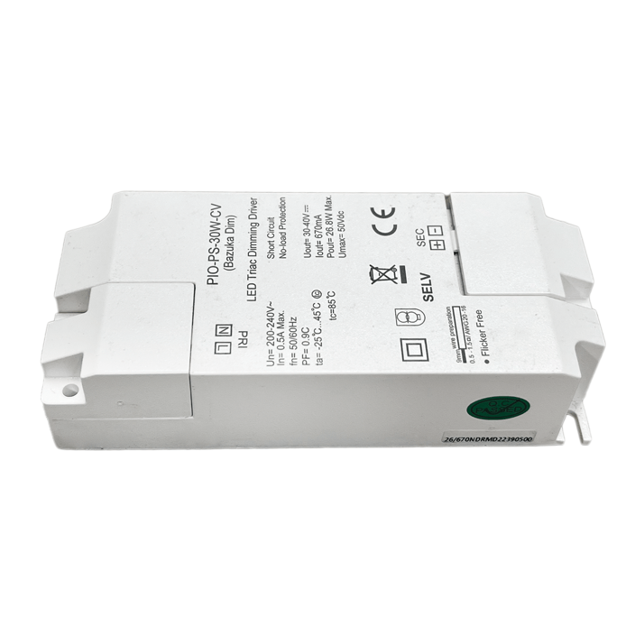White electronic component with labels on a white background