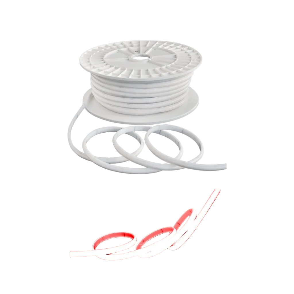 230V DYCE COB Dotless LED Strip Light - Red - 10W/m - IP65 - 50m Roll