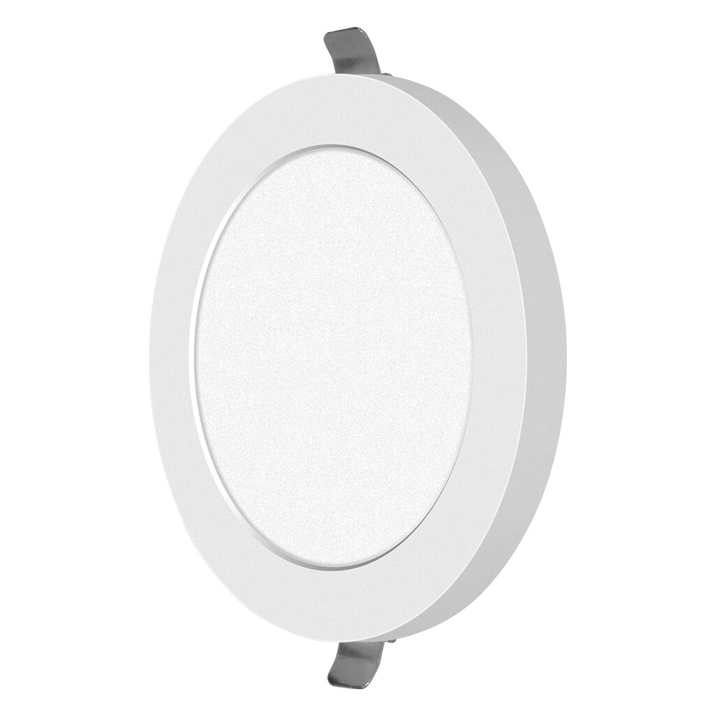 Round recessed ceiling light on a white background