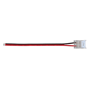 Fast connector with 10cm tail for 10mm LED strip, featuring a clip connector and red/black wires.
