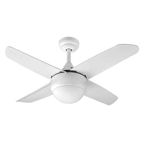 Matt White Ceiling Fan - Opal Glass Shade