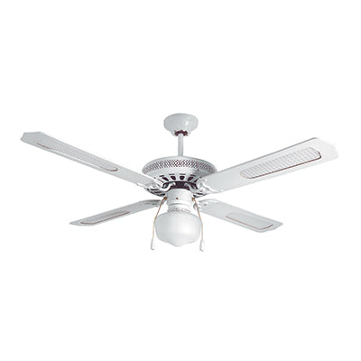 White Rattan Ceiling Fan with Light