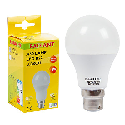 LED Bulb - 11 Watt, B22, 3000K - Future Light - LED Lights South Africa