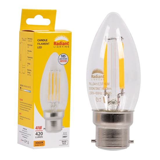 4W LED B22 Candle Bulb - 3000K