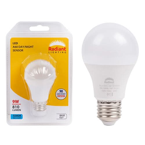 A60 E27 Day/Night Sensor 9W LED Globe (5000K)